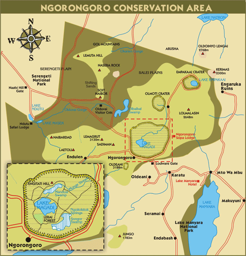 mapa- Ngorongoro